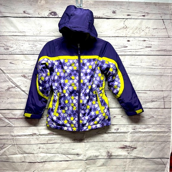 Lands End Hooded Purple Star Winter Jacket/Coat Size Small 7-8
